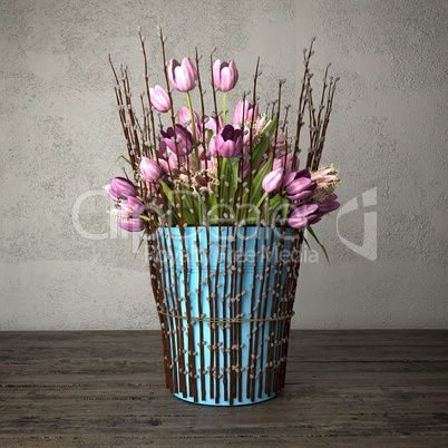 3d render - bouquet of tulips - still life.