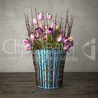 3d render - bouquet of tulips - still life.