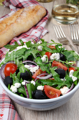 Greek salad with arugula