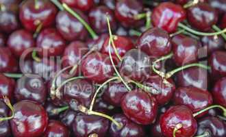 Large ripe fruits of cherry the background image