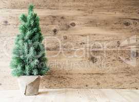 Christmas Tree, Copy Space, Wooden Background