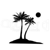 Palm tree silhouette. Summer holiday nature background. Beach re