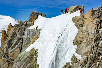 Mountaineer at the Mont Blanc Massif In The French Alps