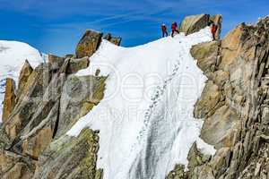 Mountaineer at the Mont Blanc Massif In The French Alps