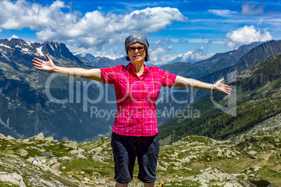 Woman hiking in the Alps