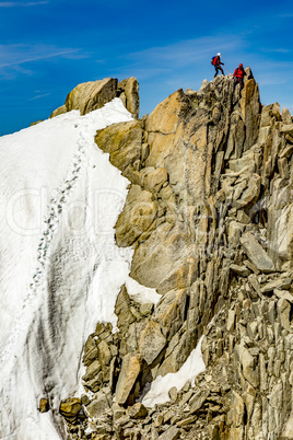 Mountaineer at the Mont Blanc Massif In The French Alps