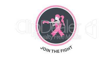Join the fight text and breast cancer awareness concept