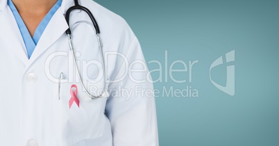 Doctor with breast cancer awareness ribbon