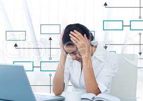 Businesswoman and mind map over bright background