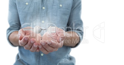 Business man holding keys