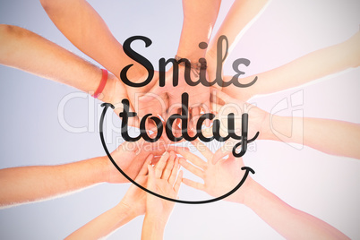Composite image of digital composite image of smile today text