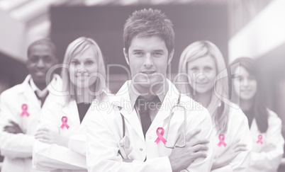 Composite image of breast cancer awareness ribbon