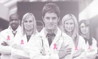 Composite image of breast cancer awareness ribbon