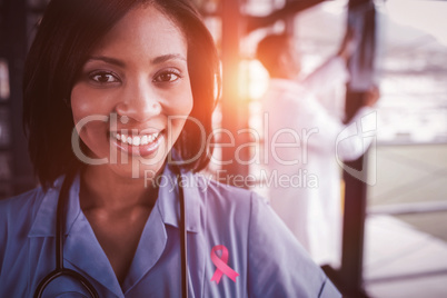 Composite image of breast cancer awareness ribbon