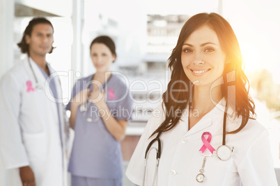 Composite image of breast cancer awareness ribbon