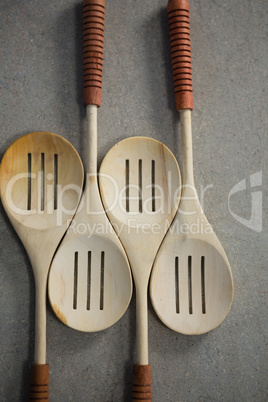 High angle view of spatulas on table