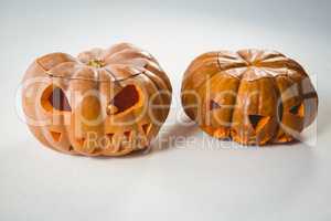 Jack o lanterns over white background