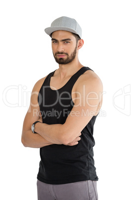 Handsome man posing against white background