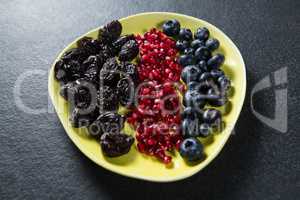 Various fruits in plate
