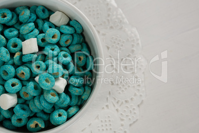 Bowl of froot loops and marshmallow
