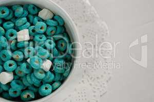 Bowl of froot loops and marshmallow
