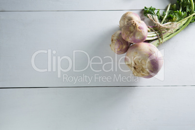 High angle view of turnips