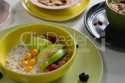 Fruit cereal in bowl