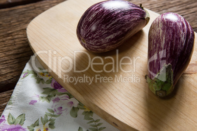 Eggplant on chopping board