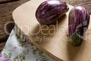 Eggplant on chopping board