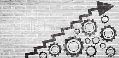 Composite image of graphic image of graph with gears