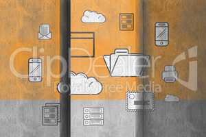 Composite image of apps and cloud computing