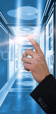 Composite image of businessman hand gesturing