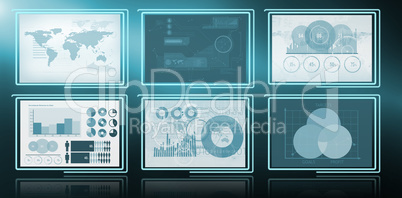 Digital image of business diagrams and map