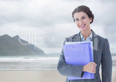 Businesswoman in nature sea
