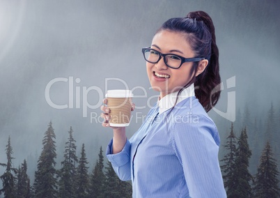Businesswoman in nature forest