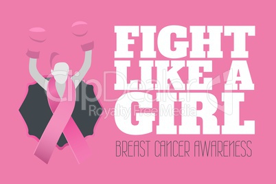 Fight like a girl text and breast cancer awareness concept