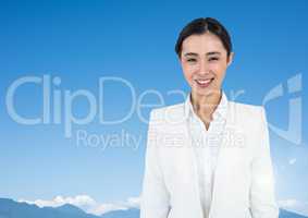 Businesswoman in nature mountain sky