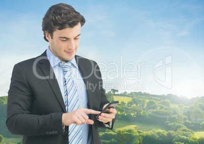Businessman in nature countryside