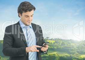 Businessman in nature countryside