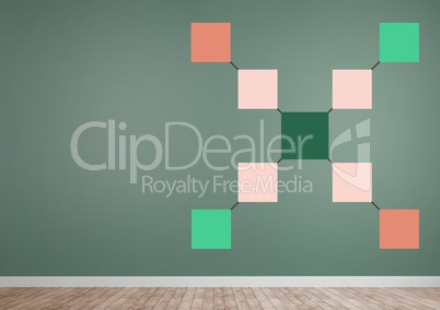 Colorful mind map over room background
