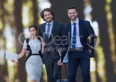 Business people in forest