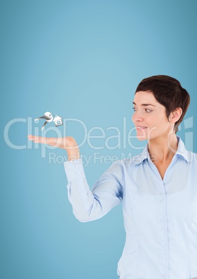 Business woman holding keys