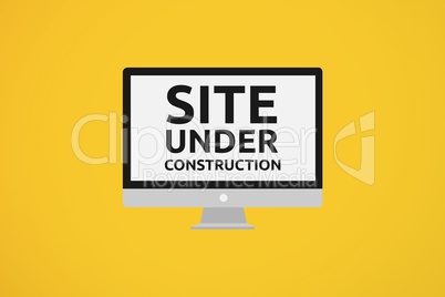 Website under construction text against yellow background