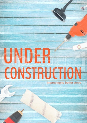 Under construction text against tools photo