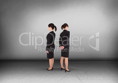 Businesswoman looking in opposite directions