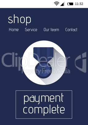 Online shopping with payment complete text interface