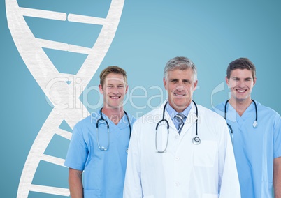 Doctors with a ball with DNA strand