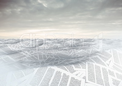 sea of documents under sky clouds