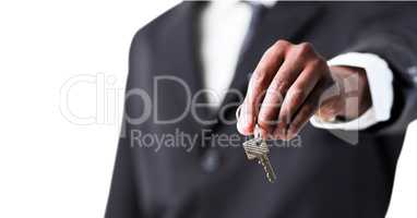 Business man holding keys