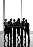 Business people silhouettes against building